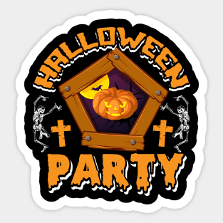 Funny Halloween Party Skeletons Pumpkin Frame Costume Sticker